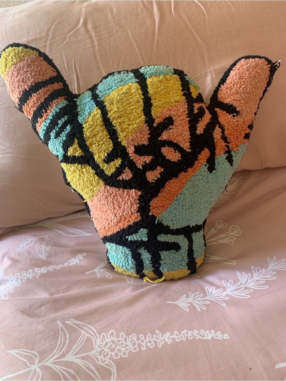 Colorful Shaka Abstract Hooked Pillow - Multicolor